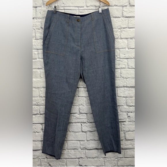 Etcetera Pants - E3 BY ETCETERA BLUE FRINGED CUFF LINEN BLEND PANTS SIZE 14